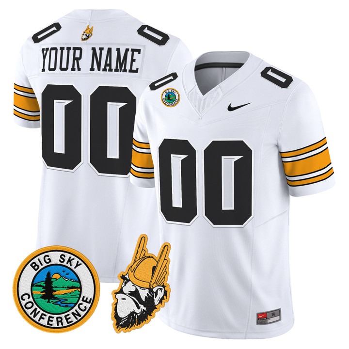 Men's Idaho Vandals Custom White 1975 Throwback Big Sky Conference patch Vapor Limited Stitched Football Jersey