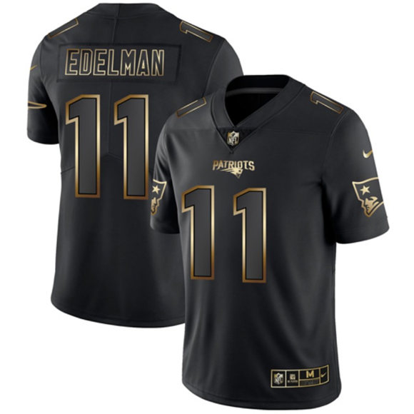 Men's New England Patriots Active Player Custom 2019 Black Gold Edition Stitched Football Jersey