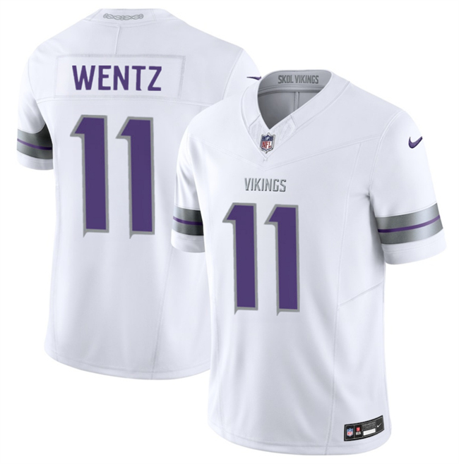Men's Minnesota Vikings #11 Carson Wentz White 2025 F.U.S.E. Winter Warrior Limited Stitched Jersey