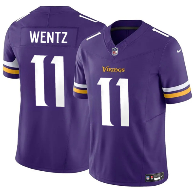 Men's Minnesota Vikings #11 Carson Wentz Purple 2024 F.U.S.E. Vapor Untouchable Limited Stitched Jersey