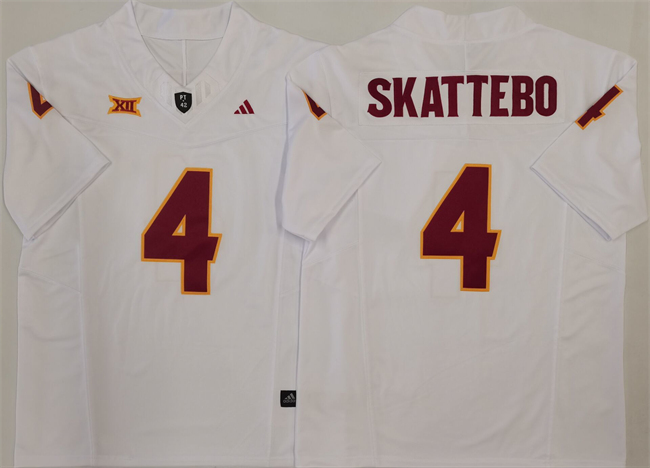 Men's Arizona State Sun Devils #4 Cam Skattebo White 2024 F.U.S.E. Vapor Limited Stitched Jersey