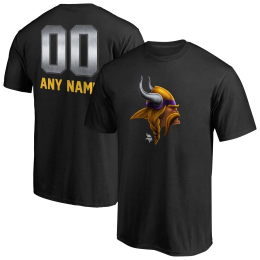 Men's Minnesota Vikings Personalized Midnight Mascot T-Shirt - Black