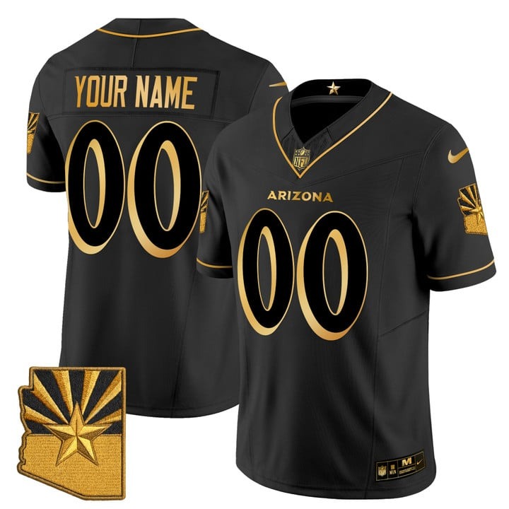 Men's Arizona Cardinals Custom Black Gold 2025 Nike Rivalries Vapor Limited Stitched Jersey