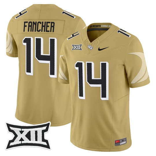 Men's UCF Knights #14 Cam Fancher Gold 2025 Vapor Limited Stitched Football Jersey