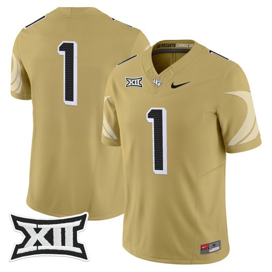 Men's UCF Knights #1 Gold 2025 Vapor Limited Stitched Football Jersey