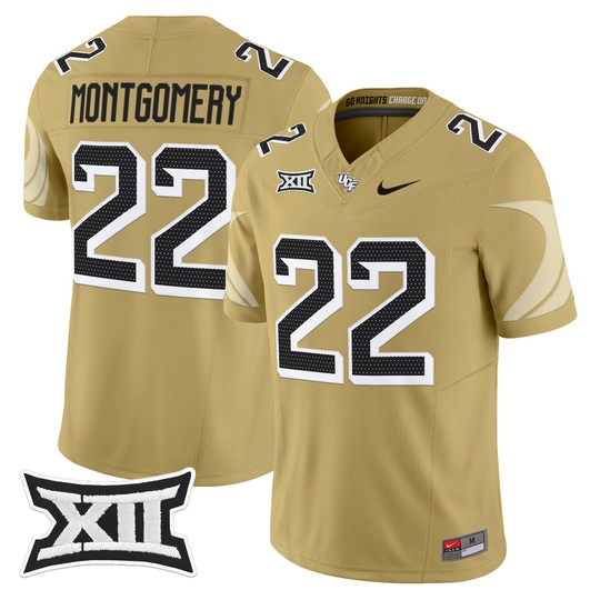 Men's UCF Knights #22 Myles Montgomery Gold 2025 Vapor Limited Stitched Football Jersey