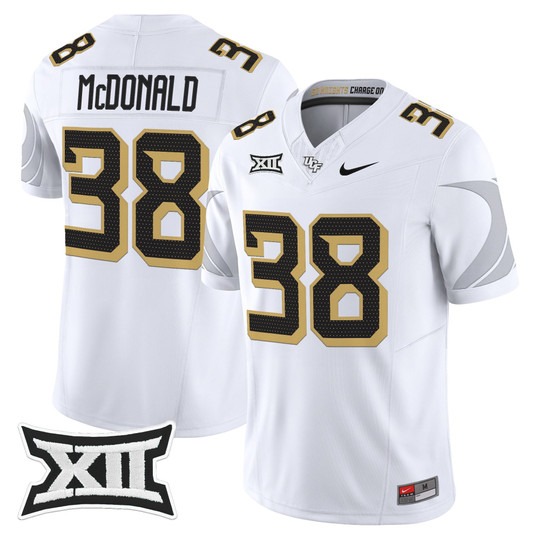 Men's UCF Knights #38 Jayden McDonald White 2025 Vapor Limited Stitched Football Jersey