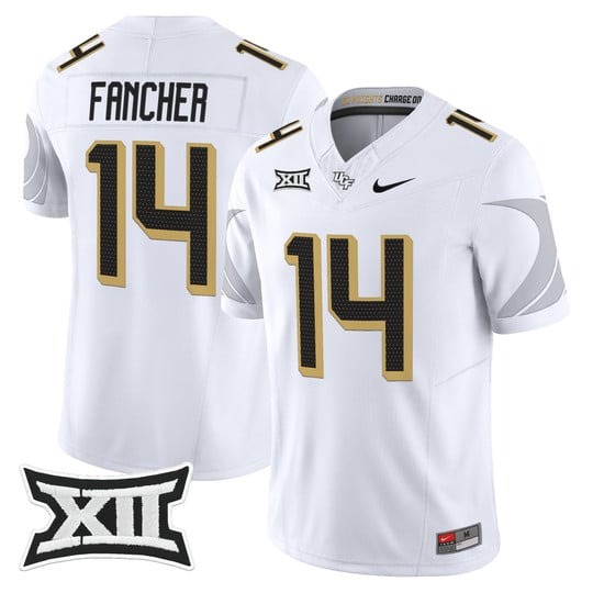 Men's UCF Knights #14 Cam Fancher White 2025 Vapor Limited Stitched Football Jersey
