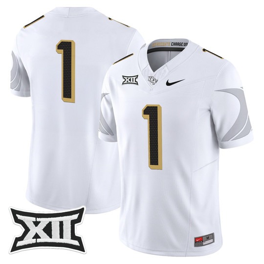 Men's UCF Knights #1 White 2025 Vapor Limited Stitched Football Jersey