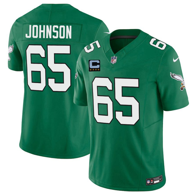 Men's Philadelphia Eagles #65 Lane Johnson Kelly Green 2025 F.U.S.E. With 4-Star C Patch Vapor Untouchable Limited Throwback Stitched Football Jersey