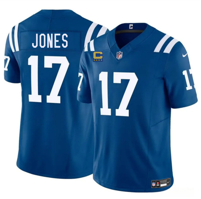 Men's Indianapolis Colts #17 Riley Leonard Blue 2025 F.U.S.E. With 4-Star C Patch Vapor Limited Stitched Football Jersey