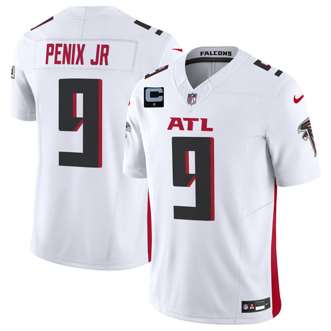 Men's Atlanta Falcons #9 Michael Penix Jr White 2025 F.U.S.E. With 1-Star C Patch Vapor Untouchable Limited Stitched Football Jersey