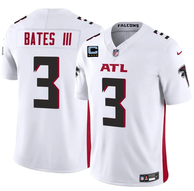 Men's Atlanta Falcons #3 Jesse Bates III White 2025 F.U.S.E With 4-Star C Patch Vapor Untouchable Limited Stitched Football Jersey