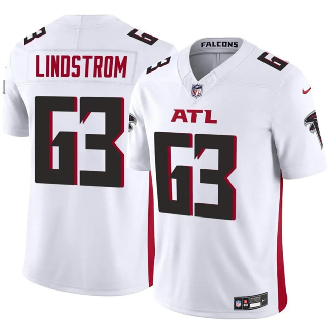 Men's Atlanta Falcons #63 Chris Lindstrom White 2025 F.U.S.E. Vapor Untouchable Limited Stitched Football Jersey