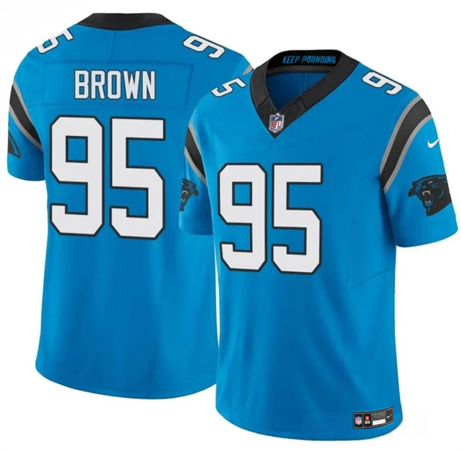 Men's Carolina Panthers #95 Derrick Brown Blue 2025 F.U.S.E. Vapor Limited Stitched Football Jersey Men's Carolina Panthers #95 Derrick Brown Blue 2025 F.U.S.E. Vapor Limited Stitched Football Jersey