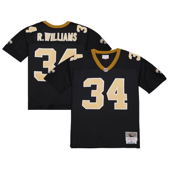 Men's New Orleans Saints #34 Ricky Williams Black 1999 Legacy Replica Mitchell Ness Jersey