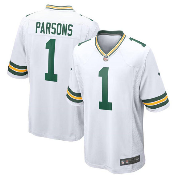 Men's Green Bay Packers #1 Micah Parsons White 2025 Stitched Game Jersey