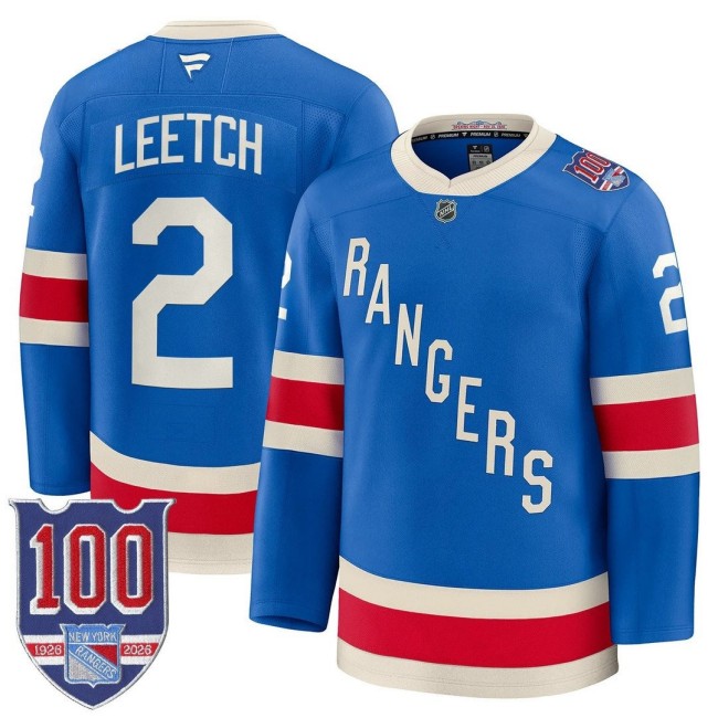 Men's New York Rangers #2 Brian Leetch Blue 1926 Throwback Centennial Stitched Hockey Jersey
