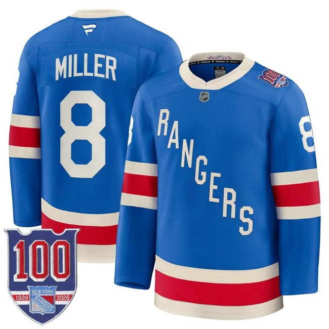 Men's New York Rangers #8 J.T. Miller Blue 1926 Throwback Centennial Stitched Hockey Jersey
