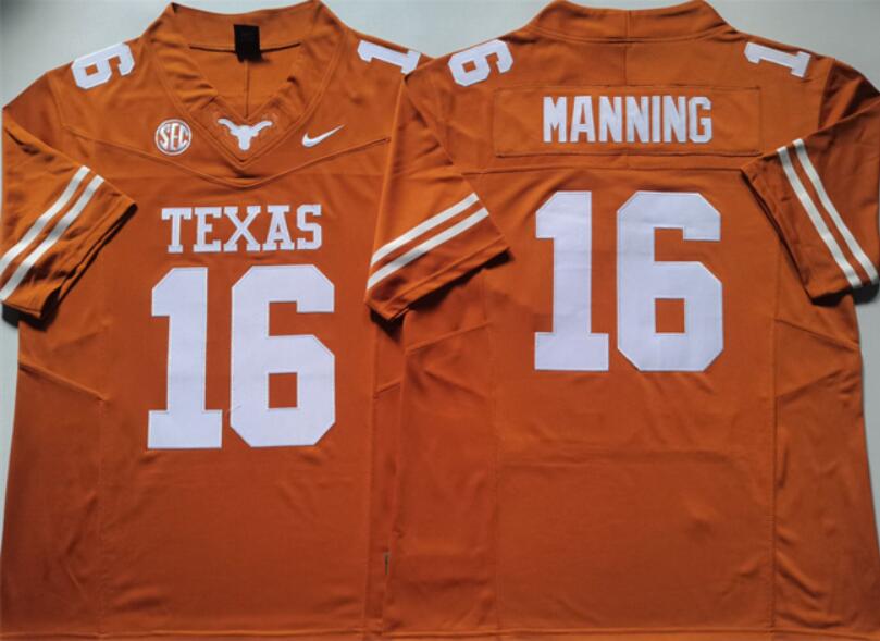 Youth Texas Longhorns #16 Peyton Manning Orange F.U.S.E. With Patch Vapor Limited Stitched Football Jersey