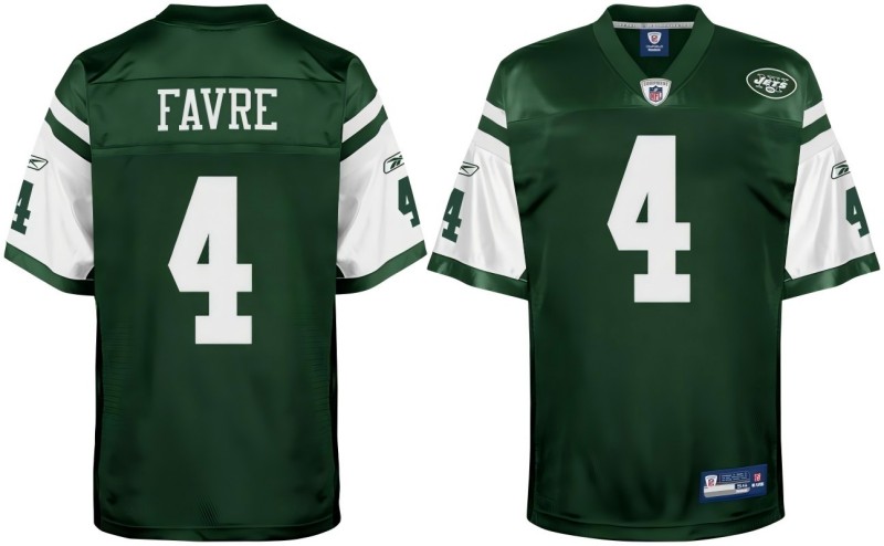 Men's New York Jets #4 Brett Favre Green Reebok Stitched Jersey