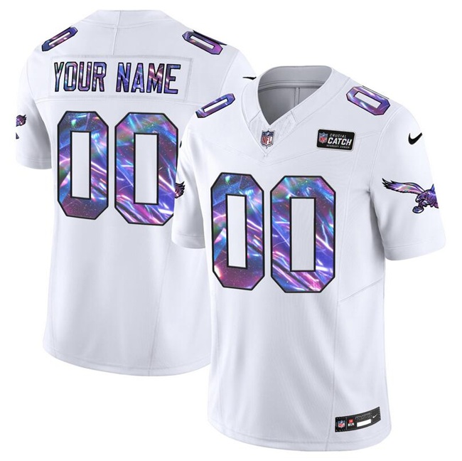 Men's Philadelphia Eagles Active Player Custom White 2024 Crucial Catch F.U.S.E. Vapor Untouchable Limited Stitched Football Jersey