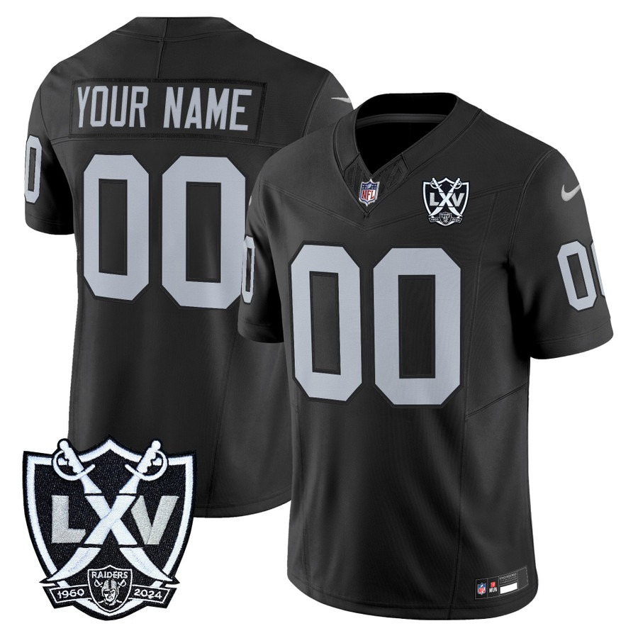 Men's Las Vegas Raiders Custom Black With Patch 2025 Vapor FUSE Limited Stitched Jersey