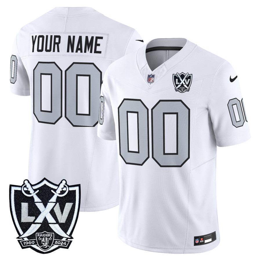 Men's Las Vegas Raiders Custom White With Patch 2025 Vapor FUSE Limited Stitched Jersey