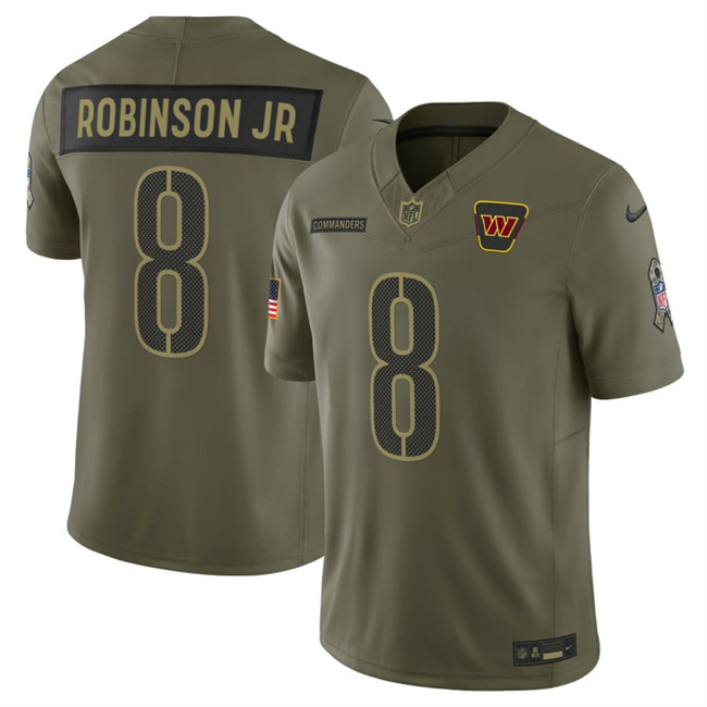 Men's Washington Commanders #8 Brian Robinson Jr. Olive 2025 F.U.S.E. Salute to Service Limited Stitched Football Jersey Men's Washington Commanders #8 Brian Robinson Jr. Olive 2025 F.U.S.E. Salute to Service Limited Stitched Football Jersey