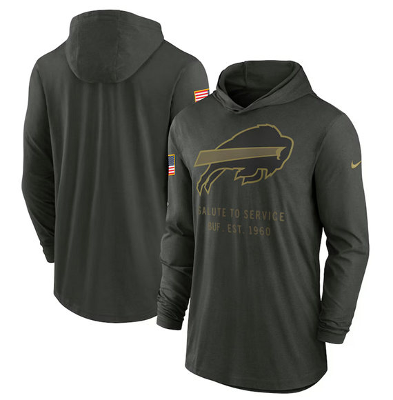 Men's Buffalo Bills Forest Green 2025 Salute to Service Sideline Dri-FIT Lightweight Pullover Hoodie