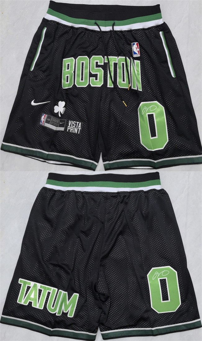 Men's Boston Celtics #0 Jayson Tatum Black Shorts (Run Small)