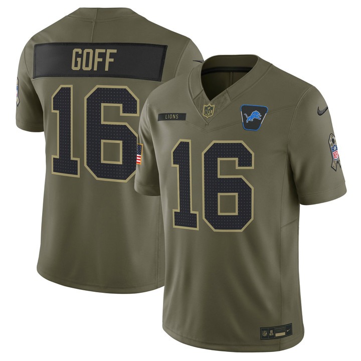 Men's Detroit Lions #16 Jared Goff Olive 2025 F.U.S.E. Salute to Service Limited Stitched Football Jersey Men's Detroit Lions #16 Jared Goff Olive 2025 F.U.S.E. Salute to Service Limited Stitched Football Jersey