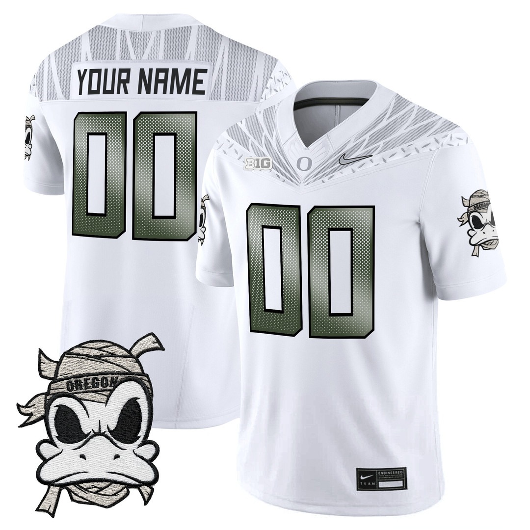 Men's Oregon Ducks Custom White 2025 Mummy Duck Vapor F.U.S.E. Limited Stitched Football Jersey