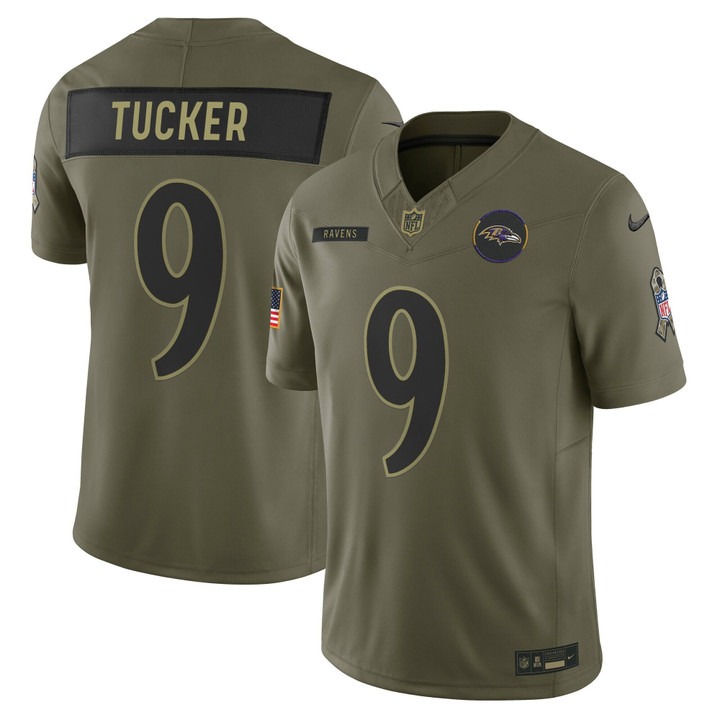 Men's Baltimore Ravens #9 Justin Tucker Olive 2025 F.U.S.E. Salute to Service Limited Stitched Football Jersey Men's Baltimore Ravens #9 Justin Tucker Olive 2025 F.U.S.E. Salute to Service Limited Stitched Football Jersey