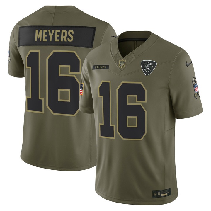 Men's Las Vegas Raiders #16 Jakobi Meyers Olive 2025 Salute to Service Vapor F.U.S.E. Limited Stitched Jersey