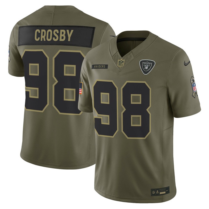 Men's Las Vegas Raiders #98 Maxx Crosby Olive 2025 Salute to Service Vapor F.U.S.E. Limited Stitched Jersey
