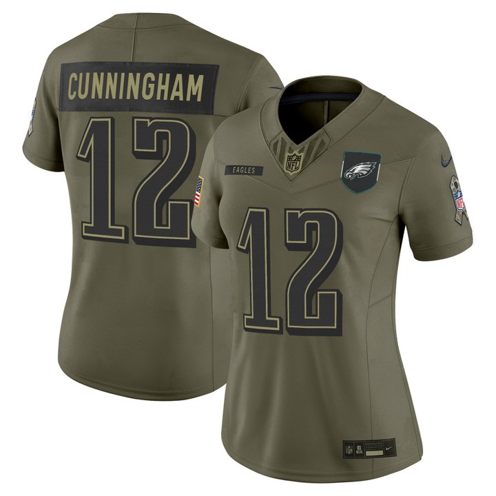 Women's Philadelphia Eagles #12 Randall Cunningham Olive 2025 Salute to Service Nike Limited Jersey