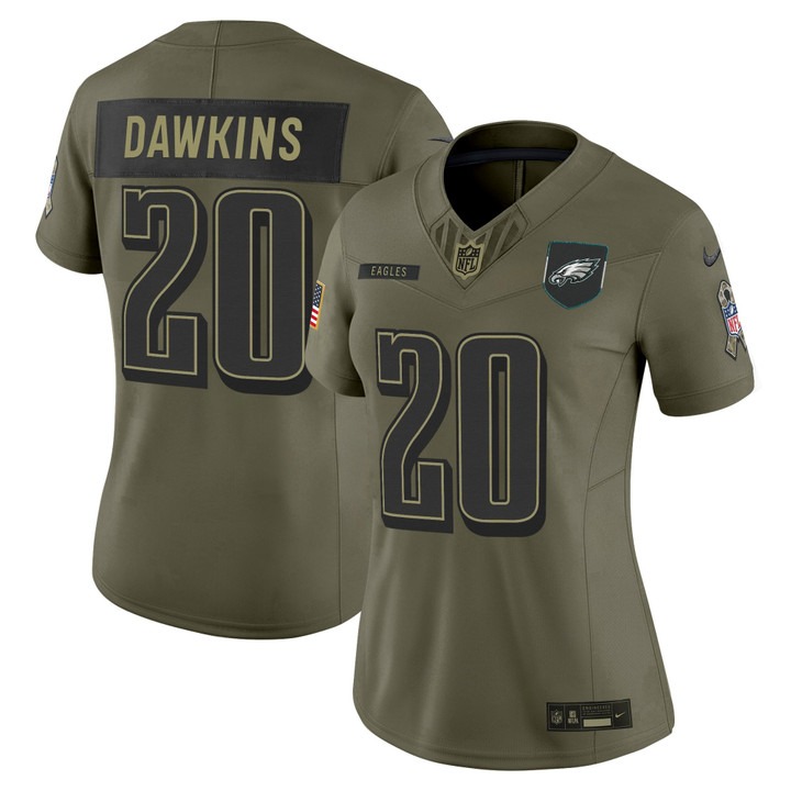 Women's Philadelphia Eagles #20 Brian Dawkins Olive 2025 Salute to Service Nike Limited Jersey