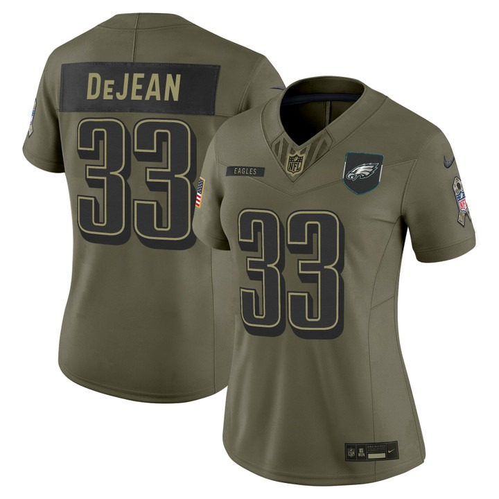 Women's Philadelphia Eagles #33 Cooper DeJean Olive 2025 Salute to Service Nike Limited Jersey