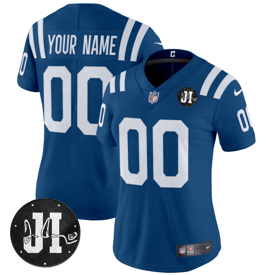 Women's Indianapolis Colts Custom Royal Nike 2025 Jim Irsay Patch Limited Jersey