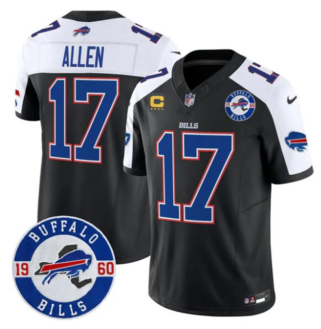 Men's Buffalo Bills #17 Josh Allen Black Alternate F.U.S.E. 4-Star C With Est. 1960 Patch Vapor Untouchable Limited Stitched Football Jersey