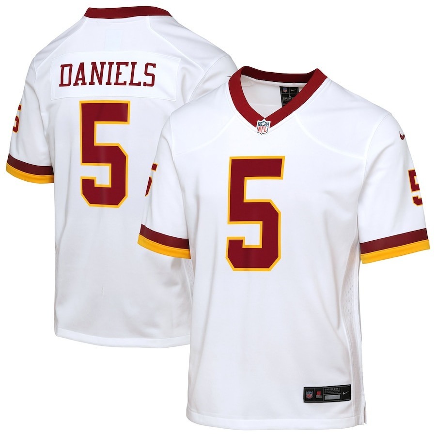 Men's Washington Redskins #5 Jayden Daniels White 2025 Stitched Game Jersey