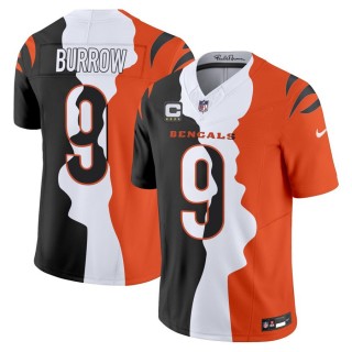 Youth Cincinnati Bengals #9 Joe Burrow Black White Orange F.U.S.E. 4-Star C Patch Limited Jersey