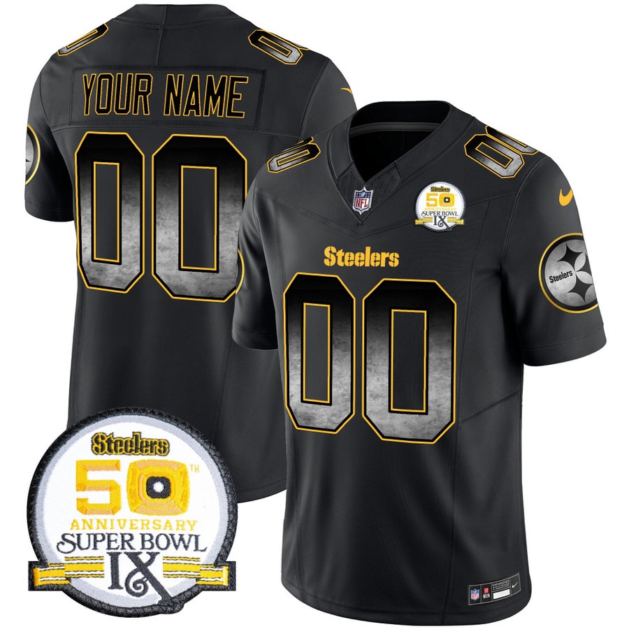 Men's Pittsburgh Steelers Custom Black With Patch F.U.S.E. Limited Stitched Jersey