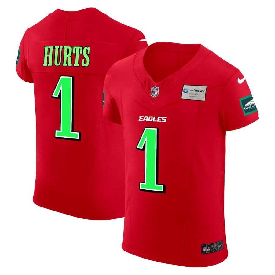 Men's Philadelphia Eagles #1 Jalen Hurts Red Vapor Elite F.U.S.E. Stitched Jersey