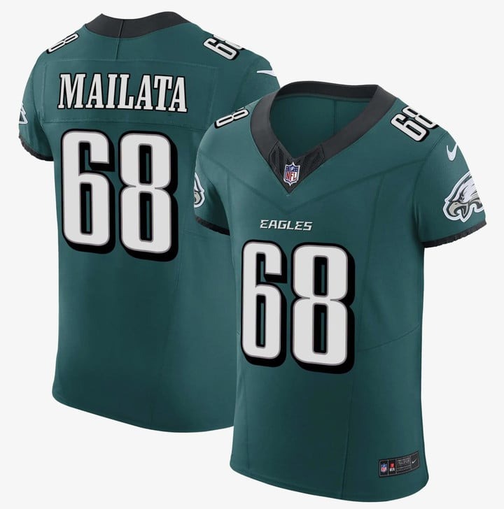 Men's Philadelphia Eagles #68 Jordan Mailata Midnight Green Vapor F.U.S.E Elite Stitched Jersey