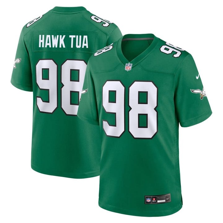 Men's Philadelphia Eagles #98 Hawk Tua Kelly Green Stitched Nike Game Jersey