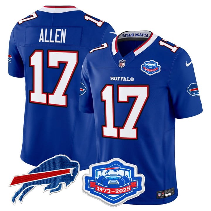 Men's Buffalo Bills #17 Josh Allen Royal 2025 With Farewell Season Patch Vapor Limited Stitched Jersey