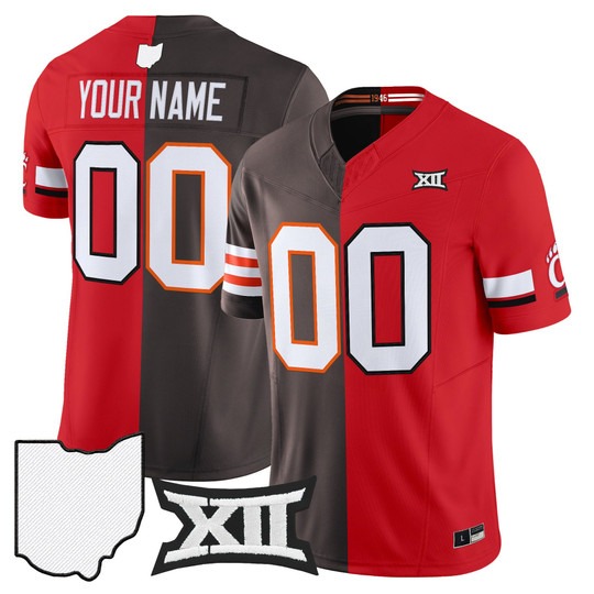Men's Browns x Bearcats Custom Split F.U.S.E. Vapor Limited Stitched Football Jersey