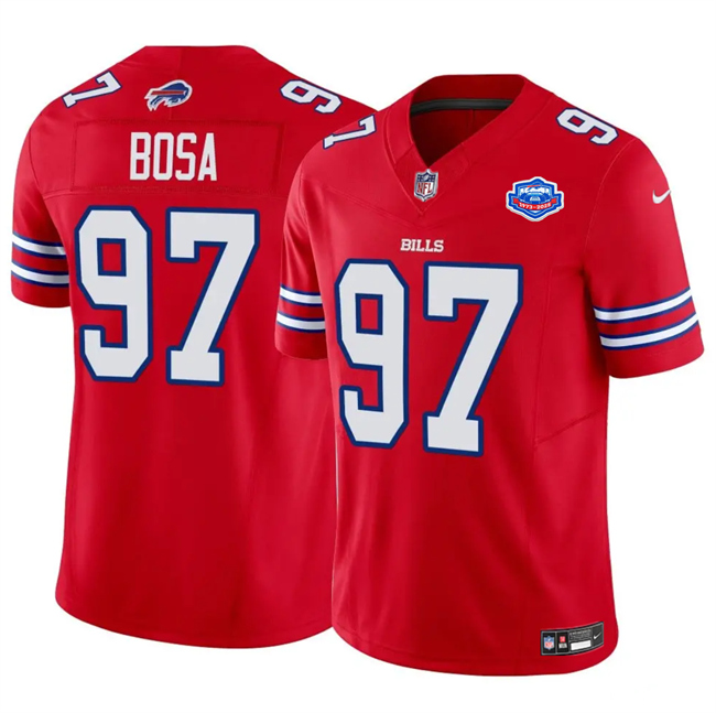 Men's Buffalo Bills #97 Joey Bosa Red 2025 F.U.S.E. With Farewell Patch Vapor Untouchable Limited Stitched Football Jersey